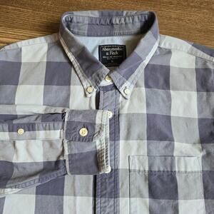 Abercrombie & Fitch Shirt Mens XL Blue Plaid Button Down Casual Preppy Cabincore